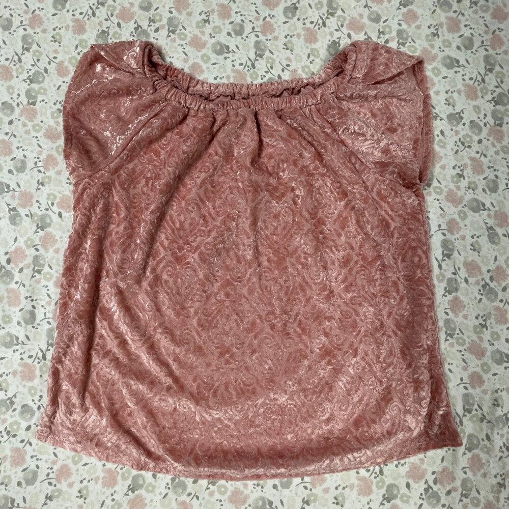 Arizona Top - Girl's Size 14 - Pink Textured Flutter Sleeves
